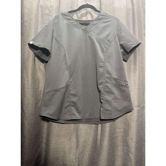 Scrubstar Tops - ScrubStar Ultimate Grey Scrub Top V-Neck Short Sleeve Workwear Uniform Top XL‎